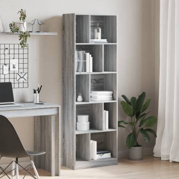  Bookcase Grey Sonoma 57x28.5x174 cm Engineered Wood