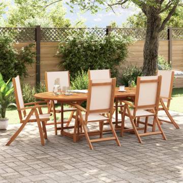  Folding Garden Chairs 6 pcs Solid Wood Acacia and Textilene