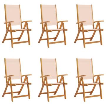  Folding Garden Chairs 6 pcs Solid Wood Acacia and Textilene