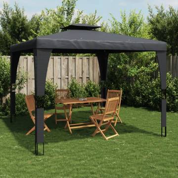  Gazebo with Double Roof Anthracite 3.98x2.98 m Steel