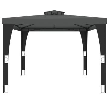  Gazebo with Double Roof Anthracite 3.98x2.98 m Steel