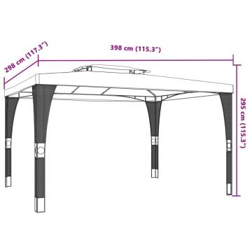  Gazebo with Double Roof Anthracite 3.98x2.98 m Steel