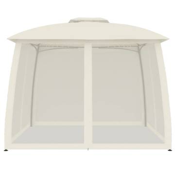  Gazebo with Double Roof and Mesh Walls Cream 2.93x2.93 m Steel