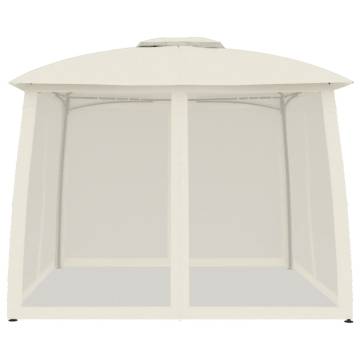  Gazebo with Double Roof and Mesh Walls Cream 2.93x2.93 m Steel