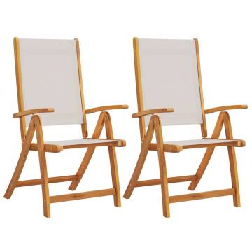  Folding Garden Chairs 2 pcs Solid Wood Acacia and Textilene