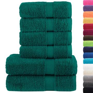  6 Piece Premium Towel Set SOLUND Green 600 gsm