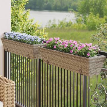  Planters with hooks 2 pcs Grey Poly Rattan