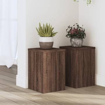  Plant Stands 2 pcs Brown Oak 20x20x30 cm Engineered Wood