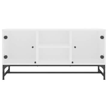 TV Cabinet with Glass Doors White 102x37x50 cm