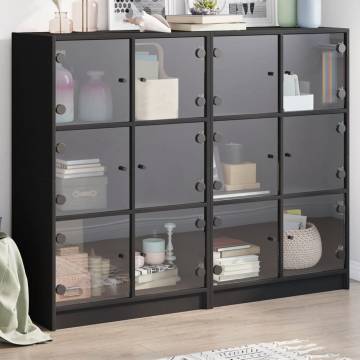 Bookcase with Doors Black 136x37x109 cm Engineered Wood