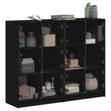 Bookcase with Doors Black 136x37x109 cm Engineered Wood