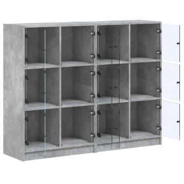 Bookcase with Doors Concrete Grey 136x37x109 cm Engineered Wood