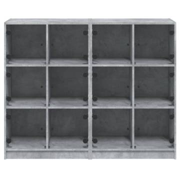 Bookcase with Doors Concrete Grey 136x37x109 cm Engineered Wood