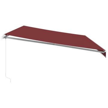  Manual Retractable Awning with LED Burgundy 600x350 cm