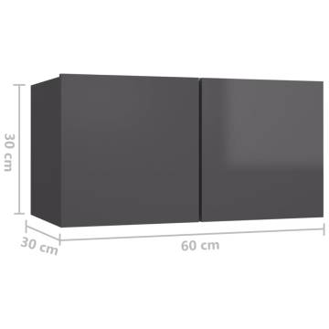  TV Cabinets 4 pcs High Gloss Grey 60x30x30 cm Engineered Wood