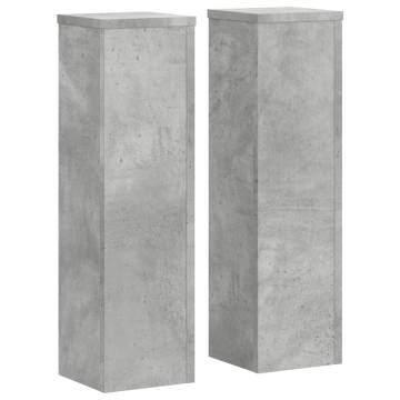  Plant Stand 2pcs Concrete Grey 17x17x60 cm Engineered Wood