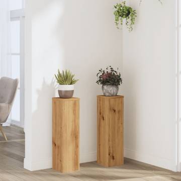  Plant Stand 2pcs Artisian Oak 17x17x60 cm Engineered Wood