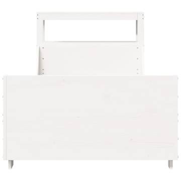  Bed Frame with Headboard White 100x200 cm Solid Wood Pine