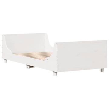  Bed Frame with Headboard White 100x200 cm Solid Wood Pine