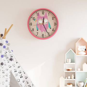  Wall Clock Pink Ø25.5 cm Polystyrene and Glass