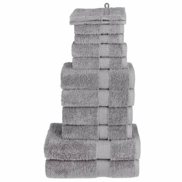  12 Piece Premium Towel Set SOLUND Grey 600 gsm