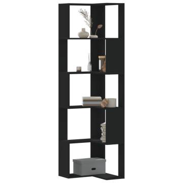  Corner Bookcase 5-Tier Black 50x50x179 cm Engineered Wood